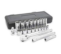 GearWrench Juego de herramientas mecánicas estándar y profundas, SAE - 80691 de 22 piezas de 3/8" Drive 12 Pt