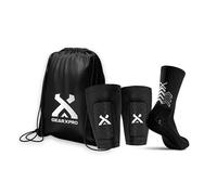 GearxPro - Caja de regalo - SOXPro ultraligera, Shin Pad Sleeve y bolsa - Juego de fútbol, calcetines + espinilleras acolchadas, tecnología Grip:In, idea de regalo para Navidad