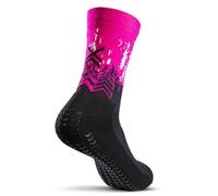 GEARXPro - Calcetines Padel Profesionales - Máxima Estabilidad y Aumento Rendimiento - Reducción de Distorsiones - Protección Talón Confort, Black Fluo Fucsia, M