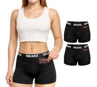 GEARZ - Lote de 2 Boxers Viaje Mujer Talla L Antirrobo - Pack 2 Shorties con Bolsillos Secretos con Cremallera - Culottes algodón Negro