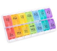 GEASY Pastillero de 7 días - Pastilleros con sistema de clic práctico - Bolsillos grandes con cierre fuerte - Habla holandesa (2 días)