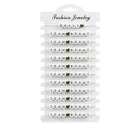 Geavonyg 12 Unids/Set Pulseras De Alfabetos Hermosas Hechas A Mano Pulsera Cuentas Hilo Bohemio Apilable Joyería Cadena Cuerda Ajustable Pulseras Cuentas Planas Ajustables Accesorio Fiesta