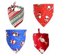 Geavonyg 4PCS/Pack Baberos De Algodón para Festivales De Mascotas Decorativos con Patrón Navideño Adecuado Perros Y Gatos Fotografía Bandanas Perros Bandana Collar Bandanas Navidad