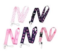 Geavonyg 5 Uds Cinta Amor Cordón Tarjeta Teléfono Llavero Soporte Accesorio Correa Para Cuello Con Hebilla Para Mujeres Evento De Caridad Cordón