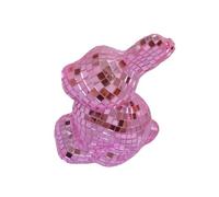 Geavonyg Adorno Elegante De Conejitos Tipo Disco Decoración Pascua Estatuilla Animal Color para Fiestas Temáticas Estatuilla con Acabado Espejo