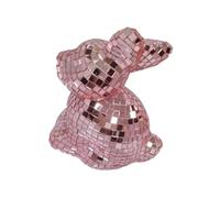 Geavonyg Adorno Elegante De Conejitos Tipo Disco Decoración Pascua Estatuilla Animal Color para Fiestas Temáticas Estatuilla con Acabado Espejo