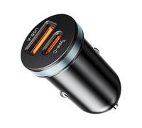 Geavonyg Aluminum Alloy 30W Double Port Car Power Adapter Fast Charging Suitable for Smartphones Laptop and Tablets Mobile Device Mini Car Power Adapter with Intelligent Recognition