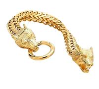 Geavonyg Brazalete De Cabecera Lobo Acero Inoxidable para Hombres Ajustado Cómodo Y Ajustable para Exhibir Estilos Individuales Pulsera Longitud Ajustable