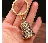 Geavonyg Buddhist Inspired Mantra Keychain Featuring Bells Charm And Sturdy Alloy Design Alloy Spiritual Key Accessory Positive Energy Keychain