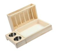 Geavonyg Comederos De Animales Pequeños Marco Madera Estable Jaula Alimentación Animales Compacta para Mascotas Recinto Educativo para Mascotas Fácil Limpieza