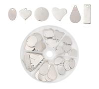 Geavonyg De Metal Inoxidable para La Elaboración Joyas Colgantes Encantamiento Cuadrados En Forma Lágrima Corazón Accesorios Versátiles para Dijes Collar