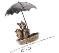 Geavonyg Decorative Iron Animal Bird Feeders Outdoor Hanging Ornament with Waterproof Canopys Squirrels Cats Dog Friendly Garden Squirrels Cats/Dog Bird Feeders