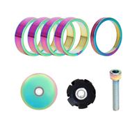 Geavonyg Espaciadores De Auriculares Juego Vástago Aleación Aluminio para Ajuste Altura Ciclismo Livianos para Anillos Horquilla Delantera Montaña