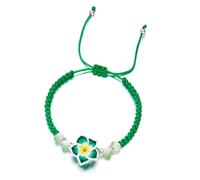 Geavonyg Handmade Braided Rope Bracelet Colorful Plumeria Charm Bohemian Flower Pendant Wristband Elegant Beach Jewelry Braided Floral Charm Bracelet