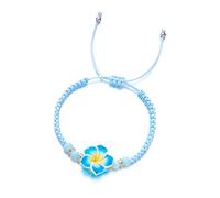 Geavonyg Handmade Braided Rope Bracelet Colorful Plumeria Charm Bohemian Flower Pendant Wristband Elegant Beach Jewelry Braided Floral Charm Bracelet