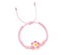Geavonyg Handmade Braided Rope Bracelet Colorful Plumeria Charm Bohemian Flower Pendant Wristband Elegant Beach Jewelry Braided Floral Charm Bracelet