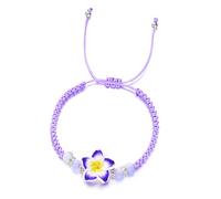 Geavonyg Handmade Braided Rope Bracelet Colorful Plumeria Charm Bohemian Flower Pendant Wristband Elegant Beach Jewelry Braided Floral Charm Bracelet