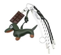 Geavonyg Llavero De Chocolate Precioso Perro Salchicha Colgante Cuerda Nailon Bolsa Decoraciones Para Mujer Y Niña Perro Salchicha Bolsa