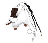 Geavonyg Llavero De Chocolate Precioso Perro Salchicha Colgante Cuerda Nailon Bolsa Decoraciones Para Mujer Y Niña Perro Salchicha Bolsa