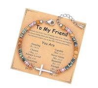 Geavonyg Meet Charm Pulsera De Piedra con Tarjeta Bendición Joyería Aliento Presente para Camaradas Adherentes Entidades Idolatradas por La Familia Pulsera Crucifijo Premium con Tarjeta