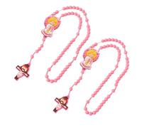 Geavonyg Pack of 2 Children Educational Prayer Beads Multifunctional Crosses Pendant Rosary Necklace for Faith Development Tool Acrylic Silicones Rosary for Children