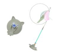 Geavonyg Pet Juguete Elástico Acero Teaser Varita De Taza Succión Segura para Caza En Interiores Y Agities Entrenamiento Juguete Interactivo para Mascotas con Taza Succión