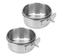 Geavonyg Tazón De Pájaro Acero Inoxidable Tazas Agua con Tazas Alimentación con Clip Jaula Alimentador Babor