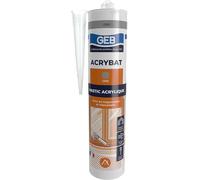 GEB ACRYBAT masilla acrílica a base de agua para impermeabilización entre mampostería y carpintería. Se adhiere al hormigón, cemento, madera, metal… Puede pintarse. Sin olor, secado rápido, 310 ml,