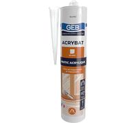 GEB ACRYBAT masilla acrílica a base de agua para impermeabilización entre mampostería y carpintería. Se adhiere al hormigón, cemento, madera, metal… Puede pintarse. Sin olor, secado rápido, 310 ml,