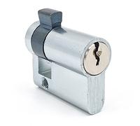 geba DIN18252 - Cilindro perfilado de aluminio para interruptor de llave Geba, con núcleo de latón, ajuste de la hebilla de cierre 0°, no ajustable, longitud del cilindro: 40 mm, incluye 3 llaves