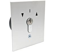 geba US 1-2T/1 - Interruptor de llave empotrable, 2 botones, 3 llaves, placa frontal de aluminio, antirrobo, IP54, accionamiento para puerta de garaje, puerta, puerta, barrera, motor
