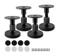 GEBAUM 4 patas ajustables para muebles de 47 a 64 mm, extensibles con tuercas de conexión, perforadas o autoadhesivas, silenciosas y respetuosas con el suelo, para patas de muebles o electrodomésticos