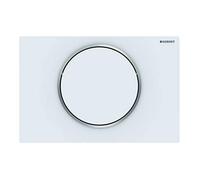 Geberit 115758JT5 Sigma 10 - Pulsador para cisterna de cisterna (para cisterna delantera, placa + botones, blanco mate, anillo de diseño pulido)