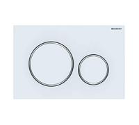 Placa de accionamiento Geberit Sigma20 para sistema de 2 descargas, Color: lacado blanco mate, recubierto de fÃ¡cil limpieza / cromado de alto brillo - 115.882.JT.1