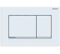 Geberit 115883JT1 Sigma 30 - Pulsador para 2 cantidades de cisterna (placa + botones, blanco mate, rayas cromadas)