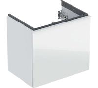 Geberit Acanto mueble bajo lavabo, 1 cajón y 1 cajón interior, proyección acortada, 592x535x415mm, 503.008.01.2, Color: Carcasa: blanco / alto brillo Frontal: blanco / cristal brillante, tirador: blan