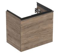 Geberit Acanto mueble bajo lavabo, 1 cajón y 1 cajón interior, proyección acortada, 592x535x415mm, 503008JR1, Color: Carcasa y frontal: nogal hickory / textura madera melamina, tirador: lava / mate -