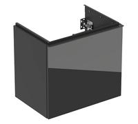Geberit Acanto mueble bajo lavabo, 1 cajón y 1 cajón interior, proyección acortada, 592x535x415mm, 503008JK2, Color: Carcasa: lava / mate Frente: lava / cristal brillante, asa: lava / mate - CM
