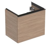 Geberit Acanto mueble bajo lavabo, 1 cajón y 1 cajón interior, proyección acortada, 592x535x415mm, 503008JH1, Color: Carcasa y frontal: roble/melamina textura madera, tirador: lava/ mate - CM