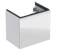 Geberit Acanto mueble bajo lavabo, 1 cajón y 1 cajón interior, proyección acortada, 592x535x415mm, 503.008.01.2, Color: Carcasa: blanco / alto brillo Frontal: blanco / cristal brillante, tirador: blan