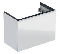 Geberit Acanto mueble bajo lavabo, 1 cajón y 1 cajón interior, saliente acortado, 740x535x415mm, 503.009.01.2, Color: Carcasa: blanco / alto brillo Frontal: blanco / cristal brillante, tirador: blanco