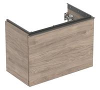 Geberit Acanto mueble bajo lavabo, 1 cajón y 1 cajón interior, saliente acortado, 740x535x415mm, 503009JR1, Color: Carcasa y frontal: nogal hickory / textura madera melamina, tirador: lava / mate - CM