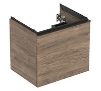 Geberit Acanto mueble bajo lavabo, 1 cajón y 1 cajón interior, suspendido, 592x541x475mm, 503.003.JR.1, Color: Carcasa y frontal: nogal hickory / textura madera melamina, tirador: lava / mate