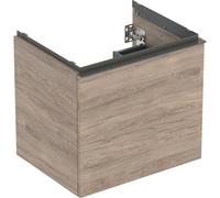 Geberit Acanto mueble bajo lavabo, 1 cajón y 1 cajón interior, suspendido, 592x541x475mm, 503003JR1, Color: Carcasa y frontal: nogal hickory / textura madera melamina, tirador: lava / mate - CM