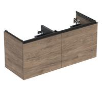 Geberit Acanto mueble bajo lavabo doble, 2 cajones y 2 cajones interiores, suspendido, 1184x541x475mm, 503007JR1, Color: Carcasa y frontal: nogal hickory / textura madera melamina, tirador: lava / mat