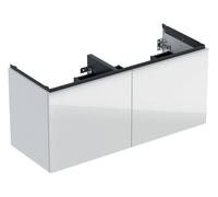 Geberit Acanto mueble bajo lavabo doble, 2 cajones y 2 cajones interiores, suspendido, 1184x541x475mm, 503.007.01.2, Color: Carcasa: blanco / alto brillo Frontal: blanco / cristal brillante, tirador: