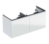 Geberit Acanto mueble bajo lavabo doble, 2 cajones y 2 cajones interiores, suspendido, 1184x541x475mm, 503007012, Color: Carcasa: blanco / alto brillo Frontal: blanco / cristal brillante, tirador: bla