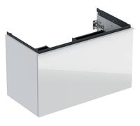 Geberit Acanto mueble bajo para lavabo, 1 cajón y 1 cajón interior, 890x535x475mm, 500612012, Color: Carcasa: blanco / alto brillo Frontal: blanco / cristal brillante, tirador: blanco / mate - CM