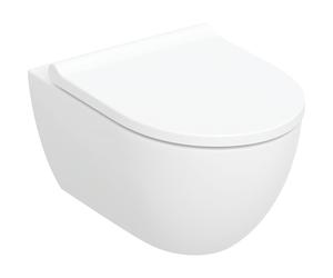 Geberit Acanto taza de inodoro con asiento de cierre suave suspendido sin reborde con descarga de remolino blanco brillante 502.774.00.1