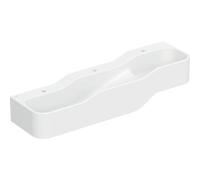 Geberit Bambini juego y lavabo paisaje, W:140cm, 3 lavabos, lavabo inferior a la izquierda, sin rebosadero, 502.975., Color: blanco-alpino / sin decoración / agujero de grifo central, izquierda y dere